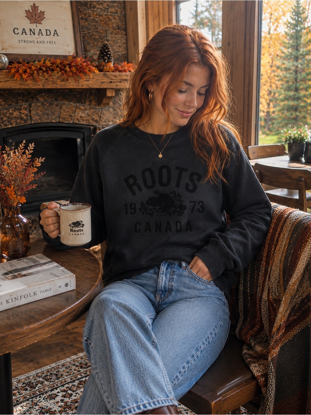 🍁 Roots Canada | L | Heather Black |Heritage Graphic Sweatshirt